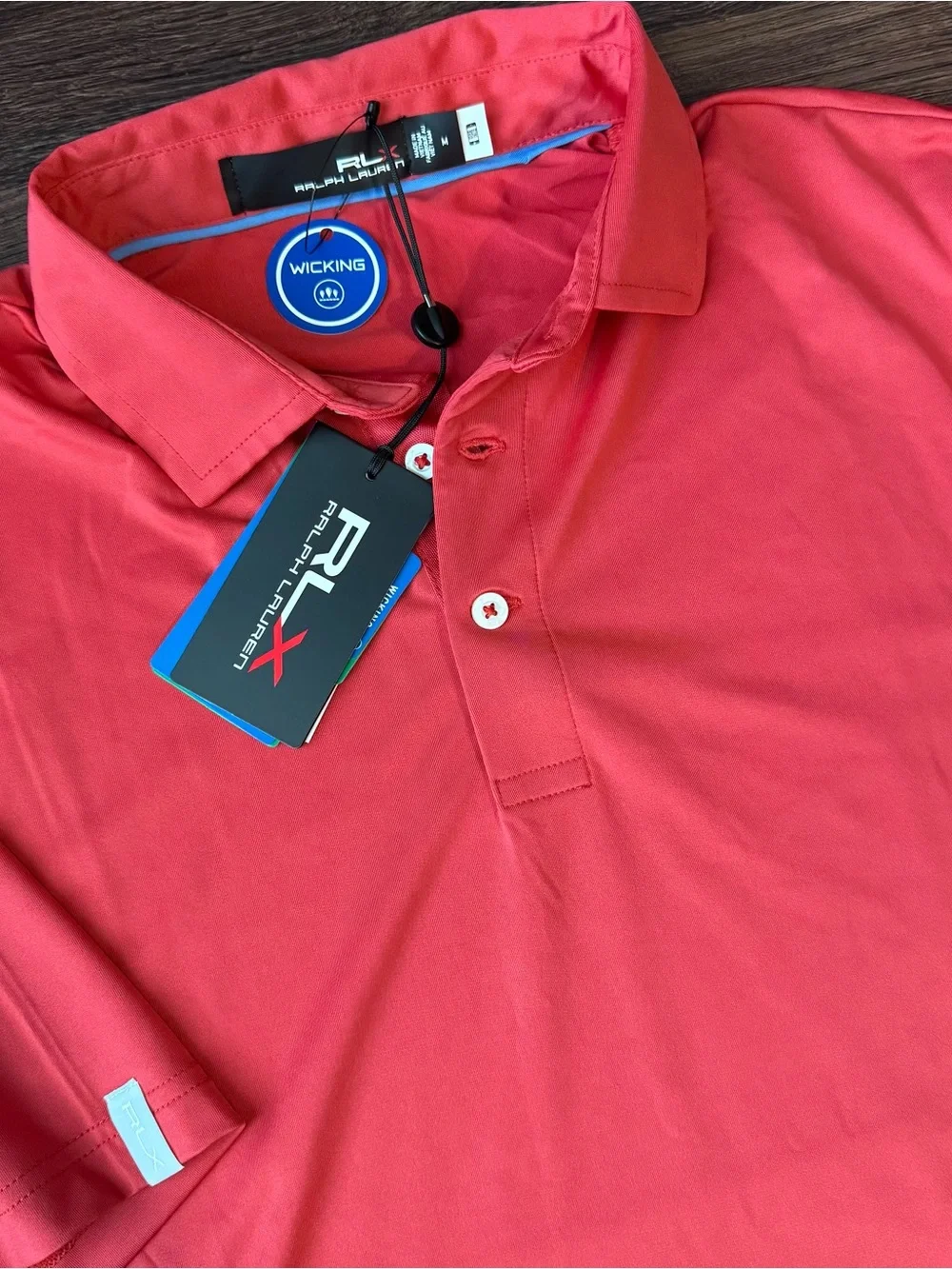 RLX Ralph Lauren Mens Golf Polo Shirt Spring Red Wicking Recycled Size M NEW